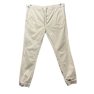 Hype Stretch Jogger Pants Drawstring Waist Casual Comfy‎ Beige Size Large